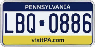 PA license plate LBQ0886