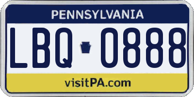 PA license plate LBQ0888