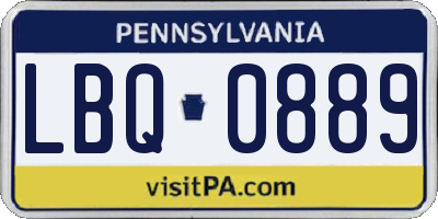 PA license plate LBQ0889