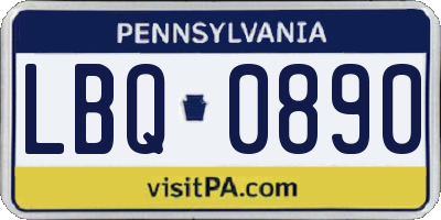 PA license plate LBQ0890