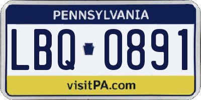 PA license plate LBQ0891