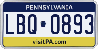 PA license plate LBQ0893