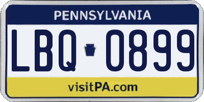 PA license plate LBQ0899