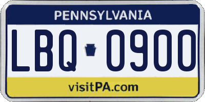 PA license plate LBQ0900