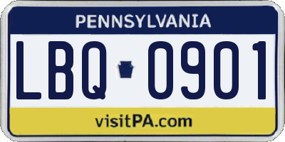 PA license plate LBQ0901