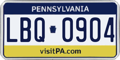 PA license plate LBQ0904