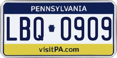 PA license plate LBQ0909