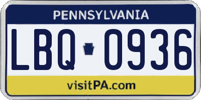PA license plate LBQ0936