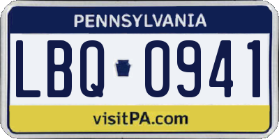 PA license plate LBQ0941