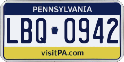 PA license plate LBQ0942