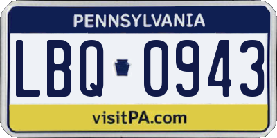 PA license plate LBQ0943