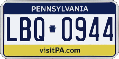 PA license plate LBQ0944