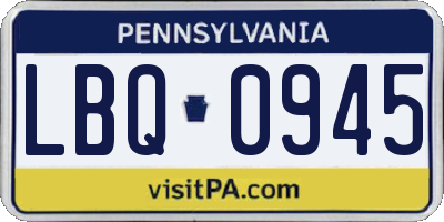 PA license plate LBQ0945