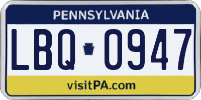 PA license plate LBQ0947