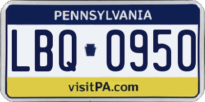 PA license plate LBQ0950