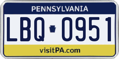 PA license plate LBQ0951