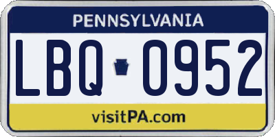 PA license plate LBQ0952