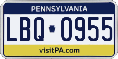 PA license plate LBQ0955