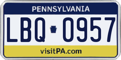 PA license plate LBQ0957