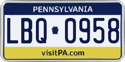 PA license plate LBQ0958