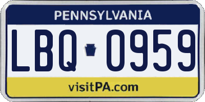 PA license plate LBQ0959