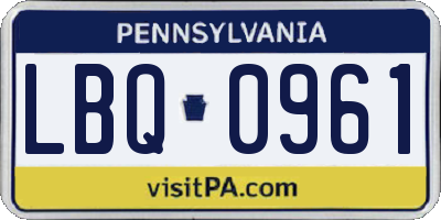 PA license plate LBQ0961