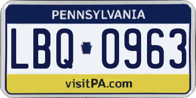 PA license plate LBQ0963