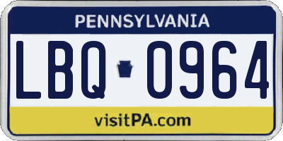 PA license plate LBQ0964
