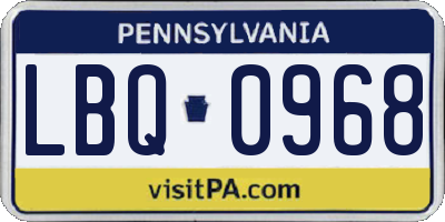 PA license plate LBQ0968