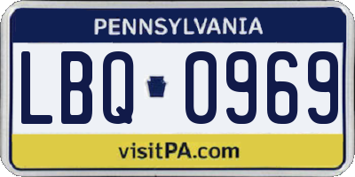 PA license plate LBQ0969