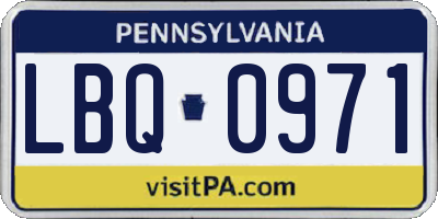 PA license plate LBQ0971