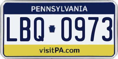 PA license plate LBQ0973