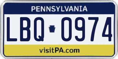PA license plate LBQ0974
