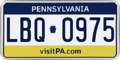 PA license plate LBQ0975
