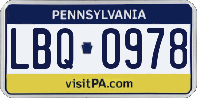 PA license plate LBQ0978