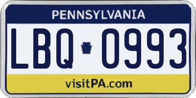 PA license plate LBQ0993
