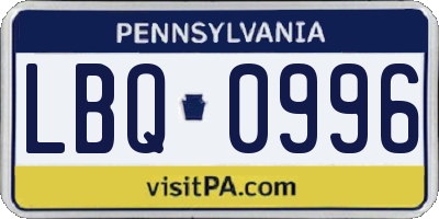 PA license plate LBQ0996