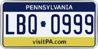 PA license plate LBQ0999