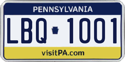 PA license plate LBQ1001