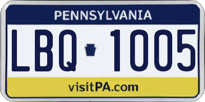 PA license plate LBQ1005