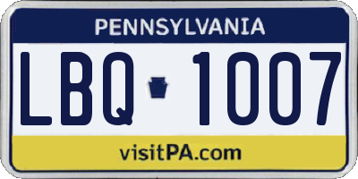 PA license plate LBQ1007
