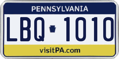 PA license plate LBQ1010