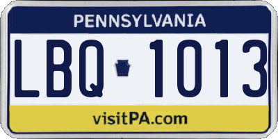 PA license plate LBQ1013