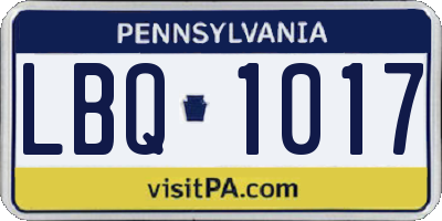 PA license plate LBQ1017