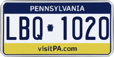 PA license plate LBQ1020