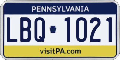 PA license plate LBQ1021