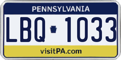 PA license plate LBQ1033