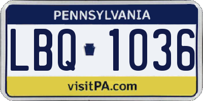 PA license plate LBQ1036