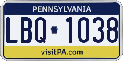 PA license plate LBQ1038
