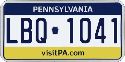 PA license plate LBQ1041